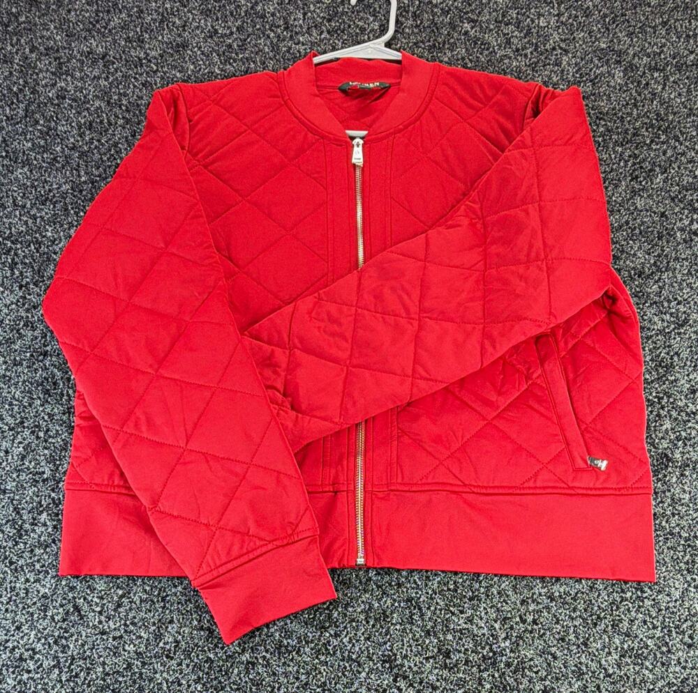 Lauren Ralph Lauren Women's Red Quilted Full-Zip Jacket Pockets Short XL